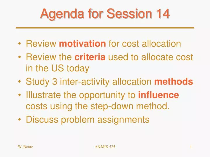 agenda for session 14