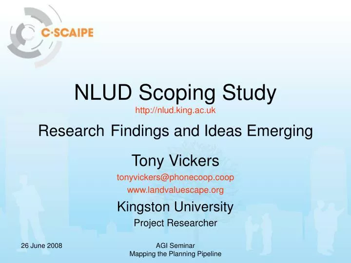 nlud scoping study http nlud king ac uk research findings and ideas emerging