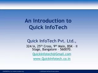An Introduction to Quick InfoTech