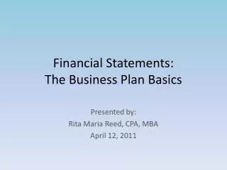 Financial Statements: The Business Plan Basics
