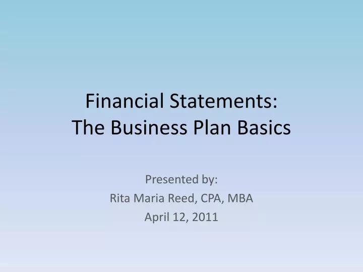 financial statements the business plan basics