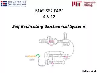 MAS.S62 FAB 2 4.3.12 Self Replicating Biochemical Systems