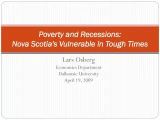 Poverty and Recessions: Nova Scotia's Vulnerable in Tough Times