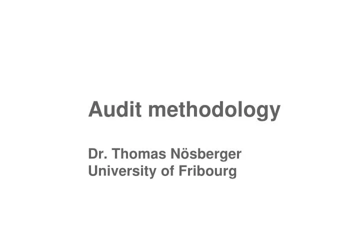 audit methodology dr thomas n sberger university of fribourg