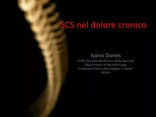 scs nel dolore cronico