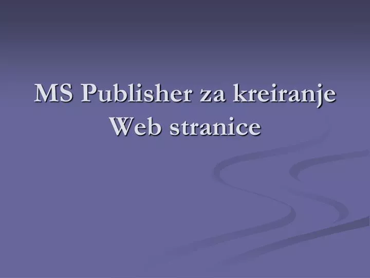 ms publisher za kreiranje web stranice