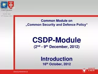 Importance of the CSDP-Module
