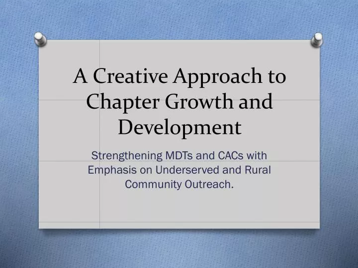 a creative approach to chapter growth and development