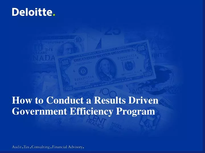 how to conduct a results driven government efficiency program