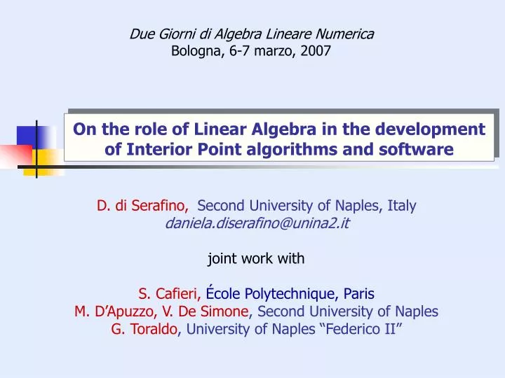 on the role of linear algebra in the development of interior point algorithms and software