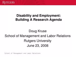 Disability and Employment: Building A Research Agenda