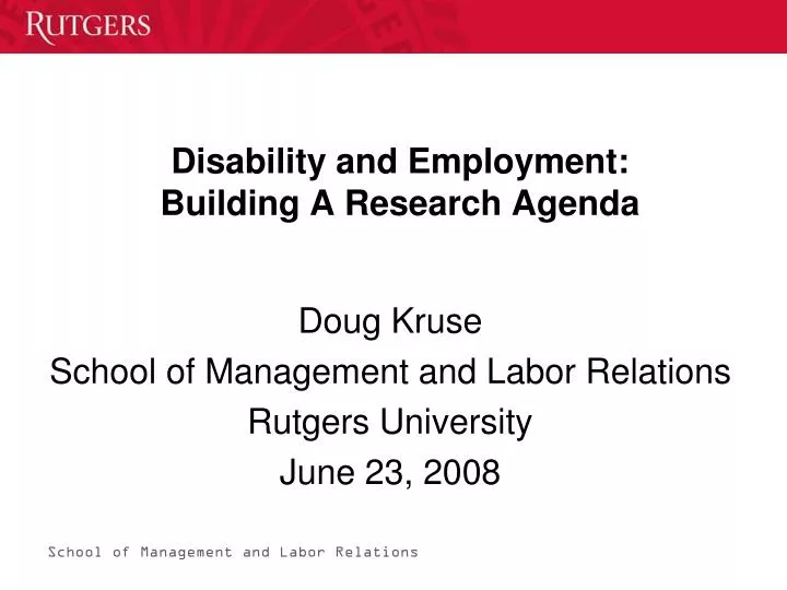 disability and employment building a research agenda