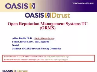 Open Reputation Management Systems TC (ORMS)