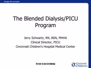 The Blended Dialysis/PICU Program
