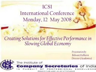ICSI International Conference Monday, 12 May 2008