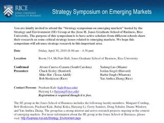 Strategy Symposium on Emerging Markets
