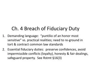 Ch. 4 Breach of Fiduciary Duty