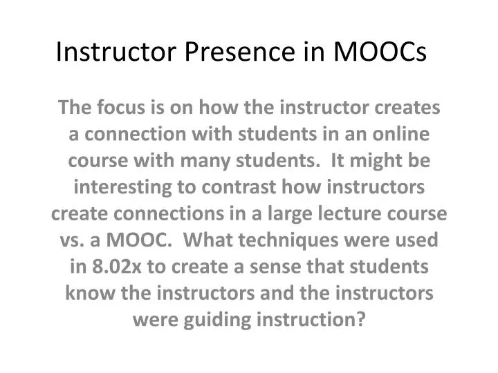 instructor presence in moocs