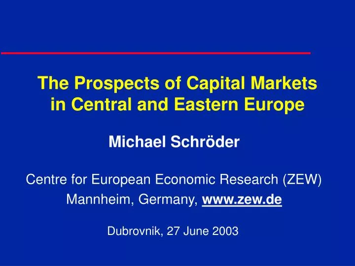 the prospects of capital markets in central and eastern europe