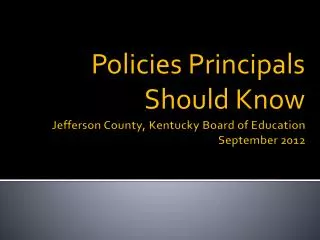 Jefferson County, Kentucky Board of Education September 2012