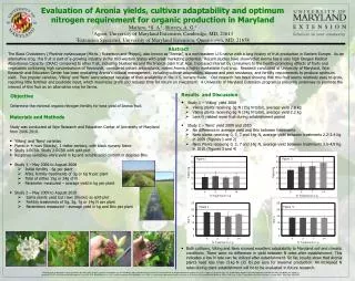 Objective Determine the minimal organic nitrogen fertility for best yield of Aronia fruit.