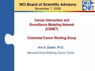 Cancer Intervention and Surveillance Modeling Network (CISNET) Colorectal Cancer Working Group