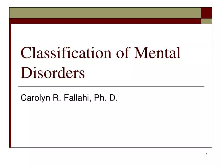 classification of mental disorders