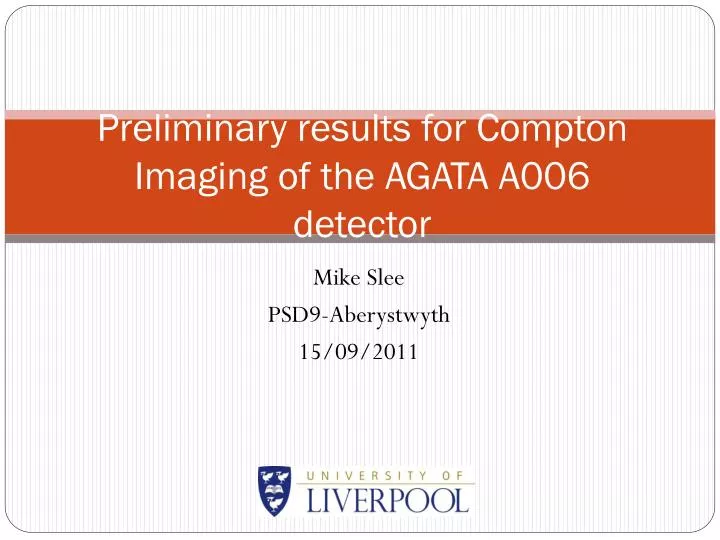 preliminary results for compton imaging of the agata a006 detector