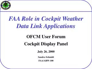 FAA Role in Cockpit Weather Data Link Applications