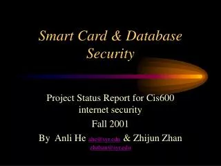 Smart Card &amp; Database Security