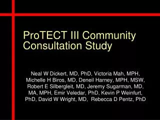 ProTECT III Community Consultation Study