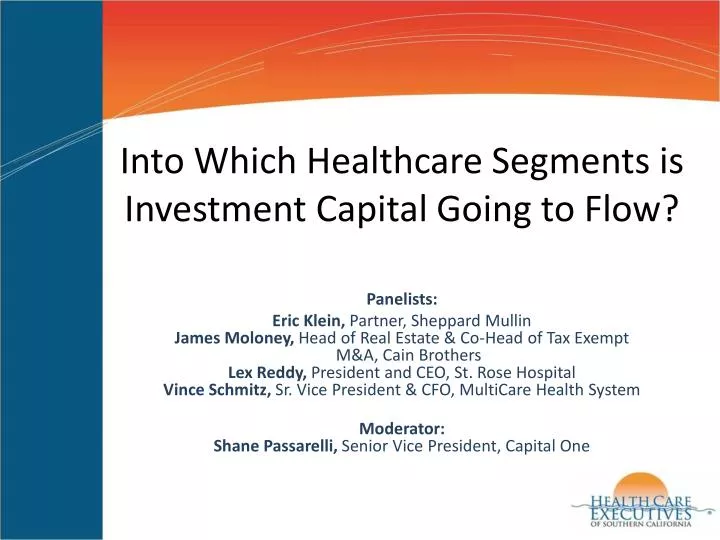 into which healthcare segments is investment capital going to flow