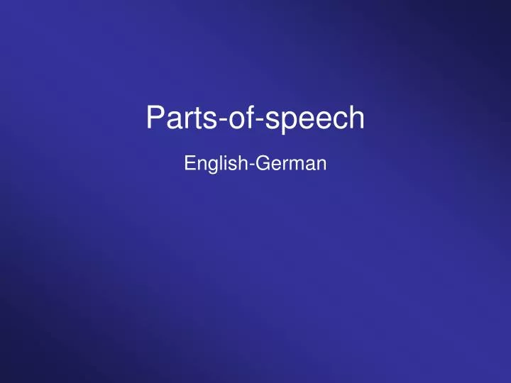 parts of speech english german