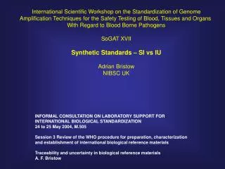 International Scientific Workshop on the Standardization of Genome