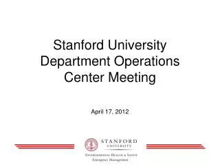 Stanford University Department Operations Center Meeting