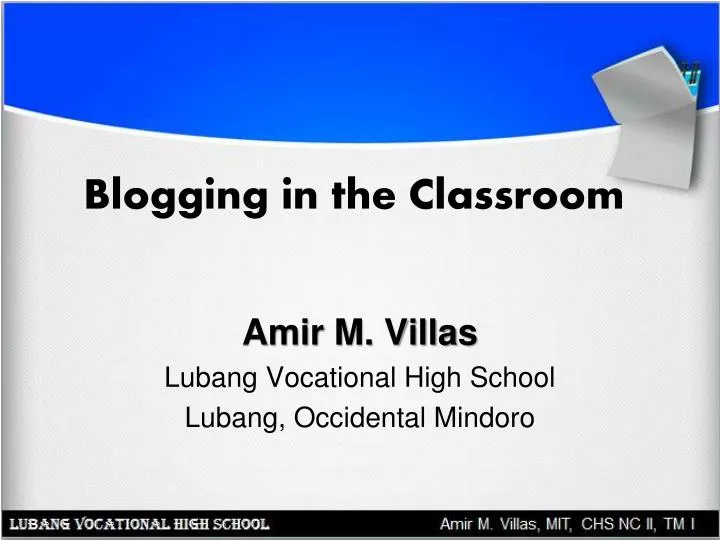 blogging in the classroom