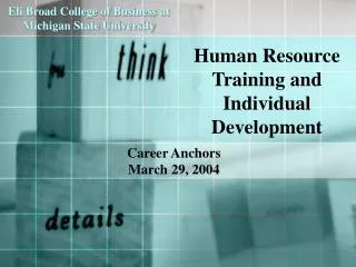 Human Resource Training and Individual Development