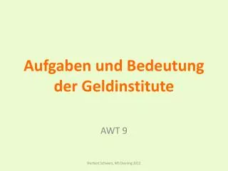 aufgaben und bedeutung der geldinstitute