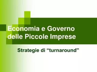 Economia e Governo delle Piccole Imprese