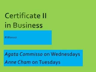 Certificate II in Business
