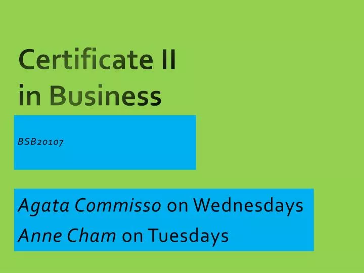 certificate ii in business