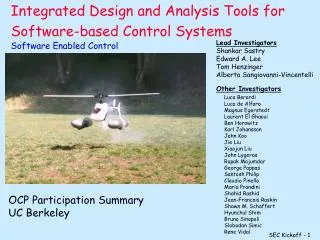 integrated design and analysis tools for software based control systems software enabled control