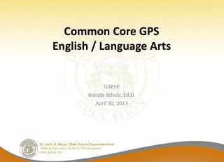 Common Core GPS English / Language Arts