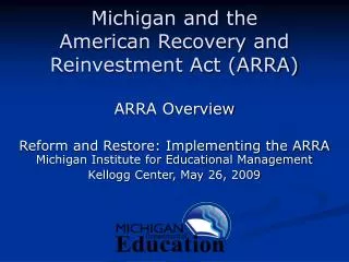 Michigan and the American Recovery and Reinvestment Act (ARRA)