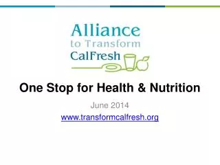 One Stop for Health &amp; Nutrition