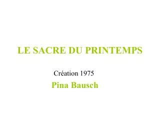 le sacre du printemps