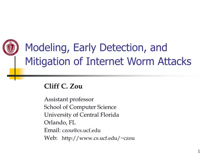 modeling early detection and mitigation of internet worm attacks