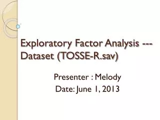 exploratory factor analysis dataset tosse r sav