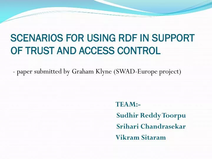 scenarios for using rdf in support of trust and access control