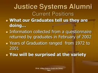 Justice Systems Alumni Current Positions